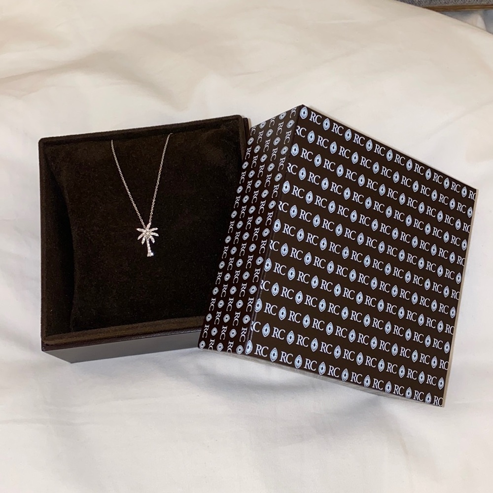 Roberto Coin 18K White Gold Palm Tree Pendant with Diamonds